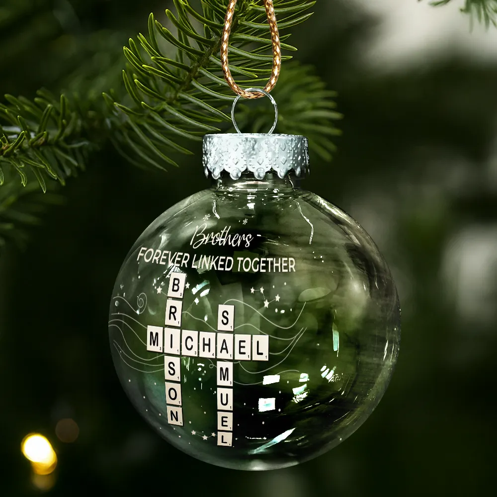 Crossword Brothers & Sisters Forever Linked Together - Personalized Ball Ornament - Image 2