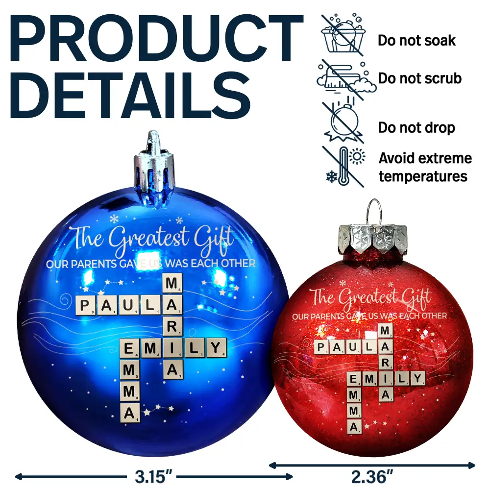 Crossword Brothers & Sisters Forever Linked Together - Personalized Ball Ornament - Image 7