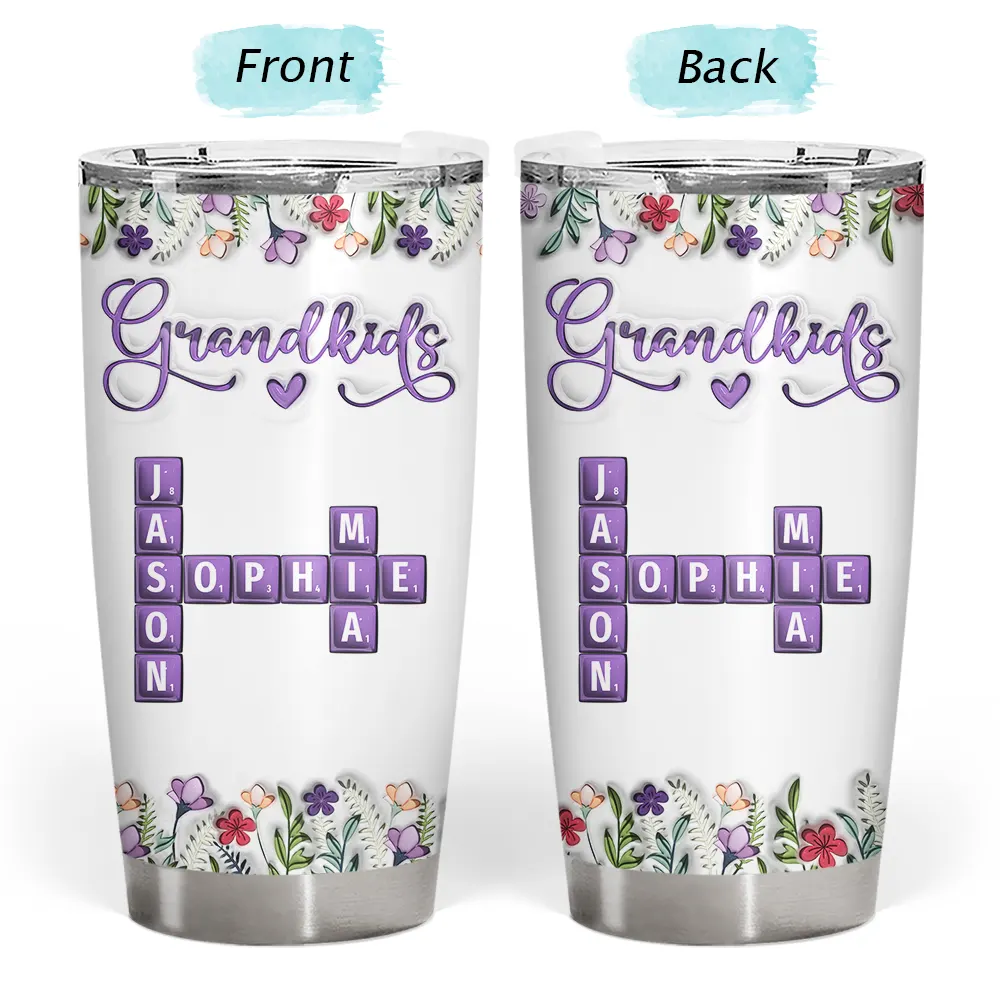 Crossword Grandkids - 3D Inflated Effect Printed Cup, Personalized Tumbler - Image 4
