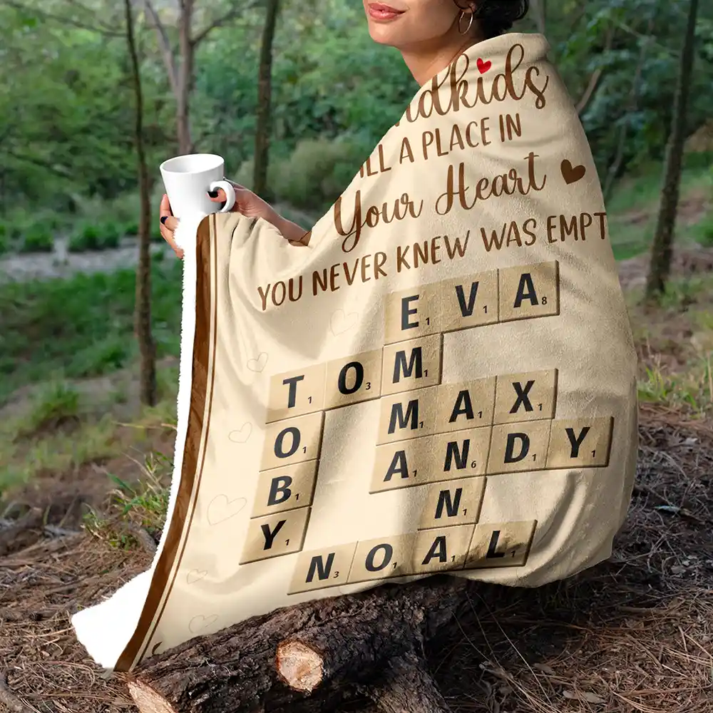 Crossword Grandkids Make Life Grand - Personalized Fleece Blanket, Sherpa Blanket - Image 5