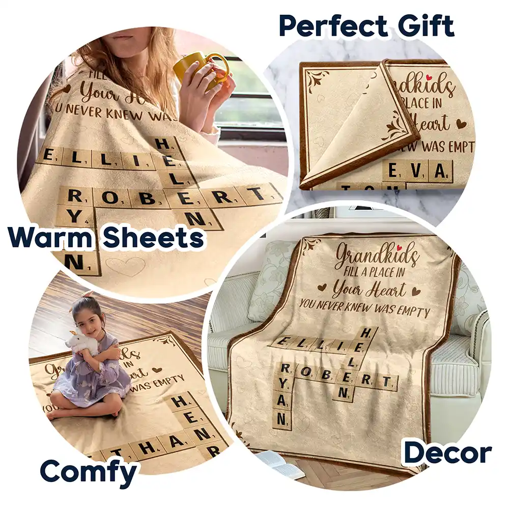 Crossword Grandkids Make Life Grand - Personalized Fleece Blanket, Sherpa Blanket - Image 7
