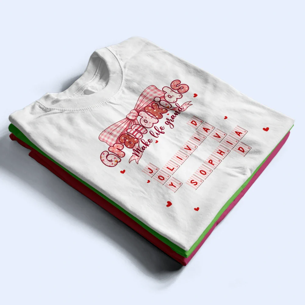 Crossword Grandkids Make Life Grand Preppy Coquette - Personalized T Shirt - Image 3