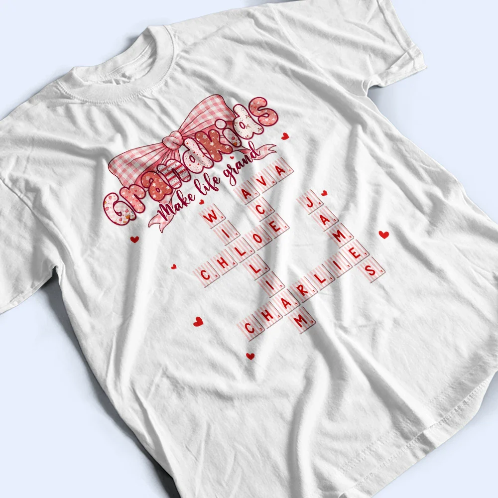 Crossword Grandkids Make Life Grand Preppy Coquette - Personalized T Shirt - Image 4