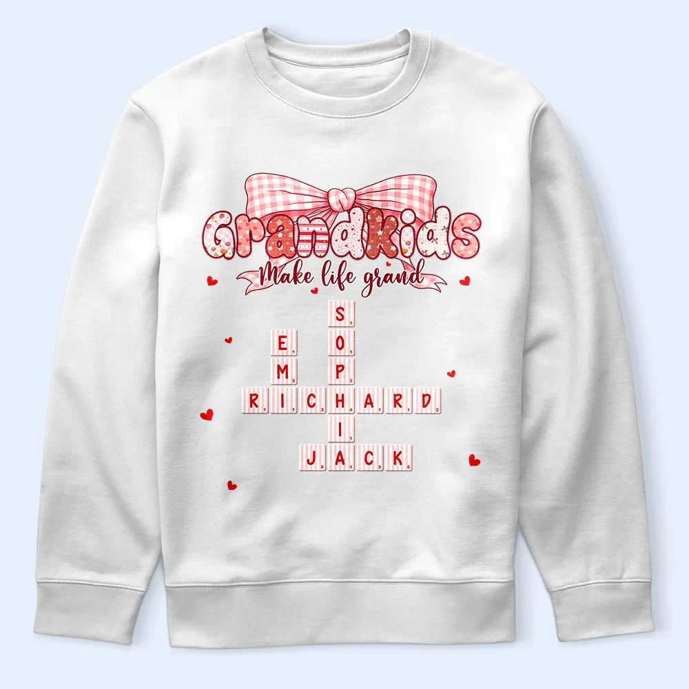 Crossword Grandkids Make Life Grand Preppy Coquette - Personalized T Shirt - Image 6