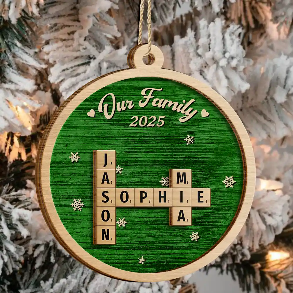 Crossword Our Grandkids Christmas - Personalized 2-Layered Wooden Ornament - Image 4