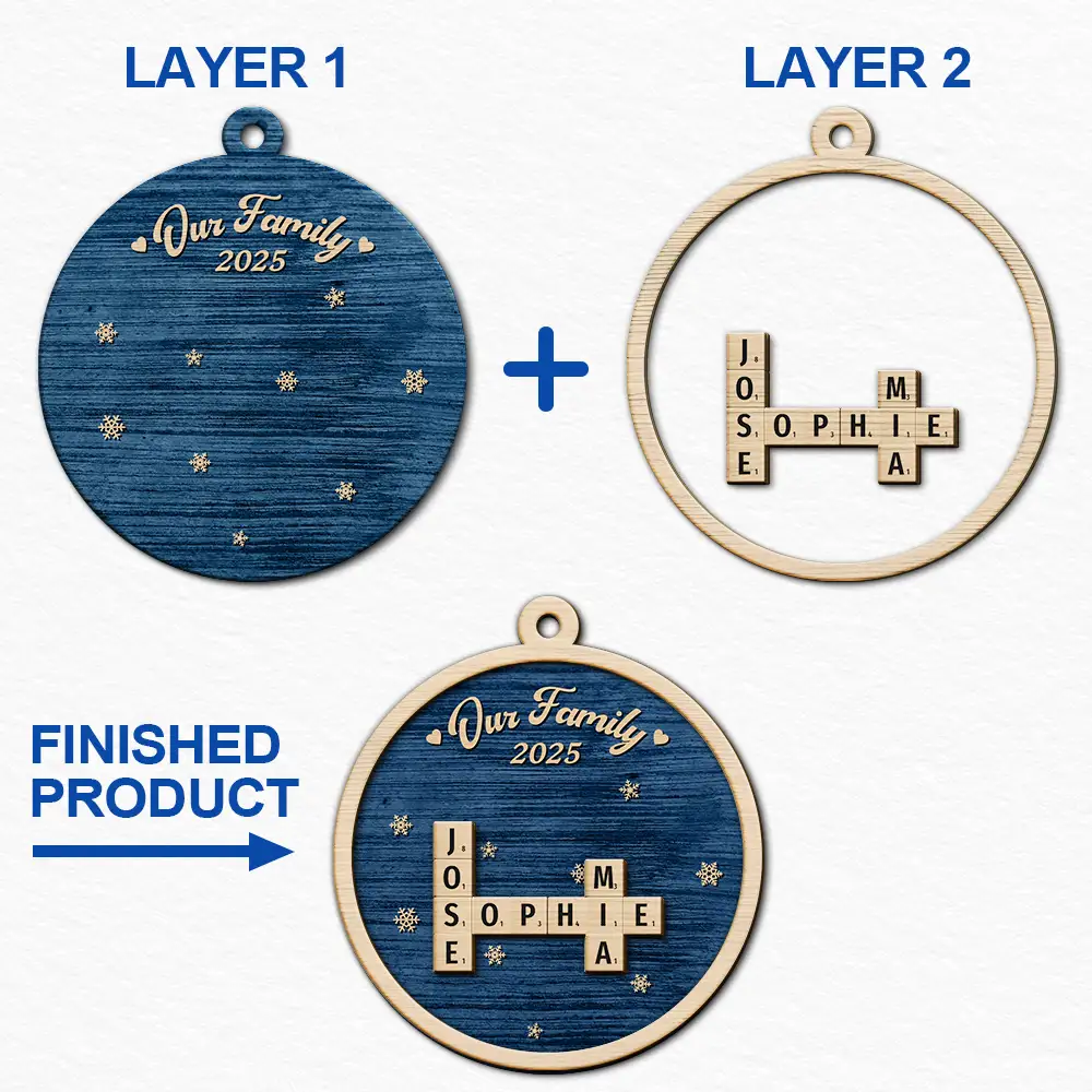 Crossword Our Grandkids Christmas - Personalized 2-Layered Wooden Ornament - Image 7