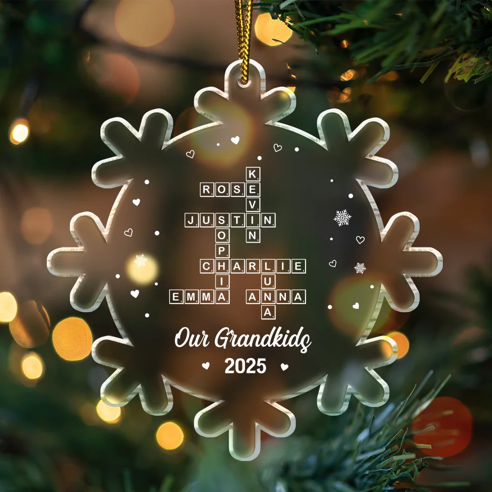 Crossword Scrabble Family Name - Personalized Custom Shaped Acrylic Ornament - Image 4