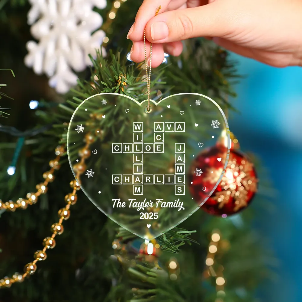 Crossword Scrabble Family Name - Personalized Custom Shaped Acrylic Ornament - Image 5