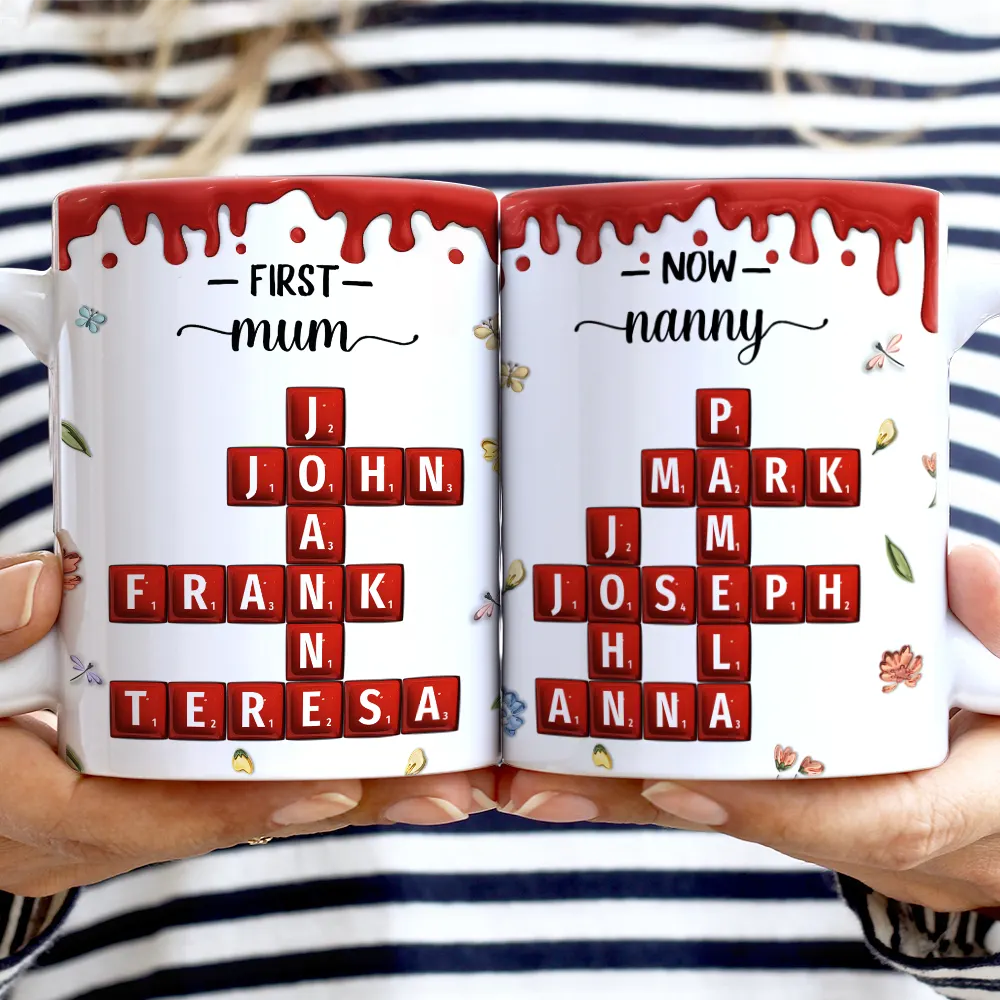 Crossword Scrabble Name First Mom Now Grandma 3D Inflated Effect - Personalized White Edge-to-Edge Mug - Image 3