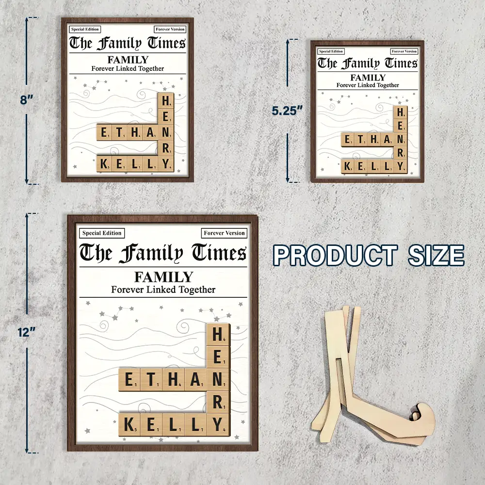 Crossword The Family Times - Personalized 2-Layered Wooden Plaque With Stand - Image 4