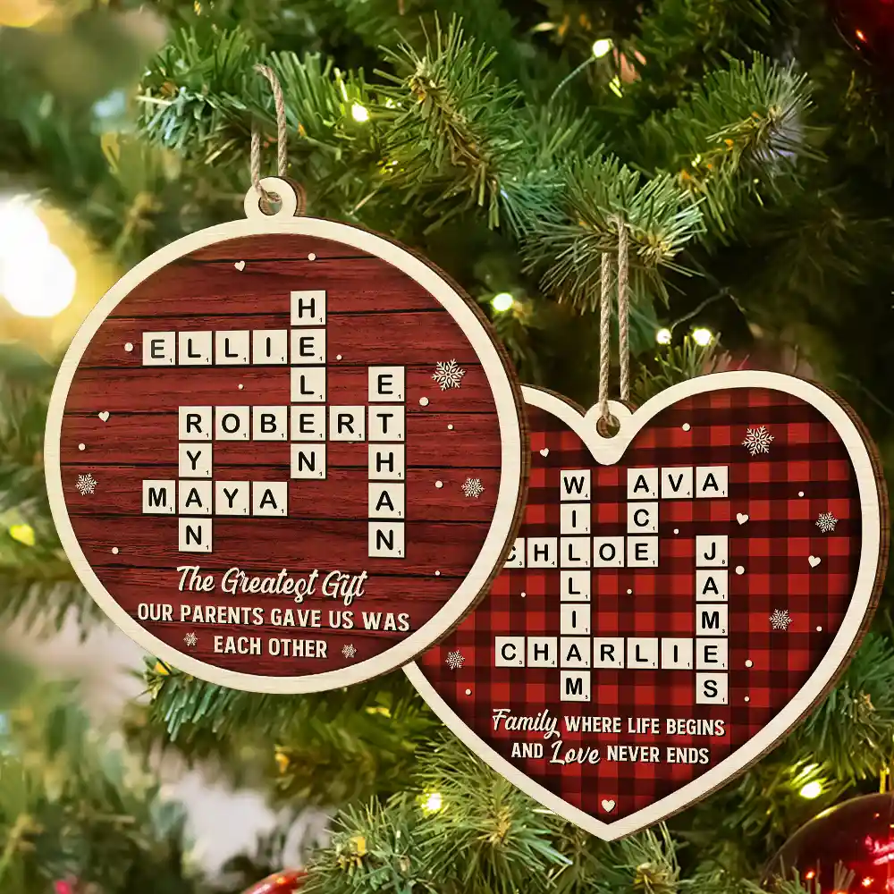 Crossword The Greatest Gift Our Parents Gave Us Was Each Other - Personalized Custom Shaped Wooden Ornament - Image 7