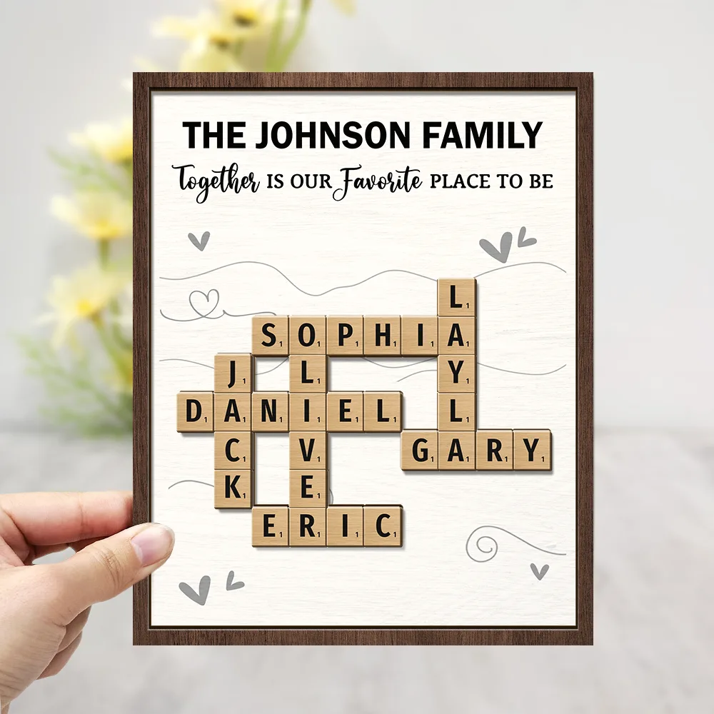 Crossword Together Is Our Favorite Place To Be - Personalized 2-Layered Wooden Plaque With Stand - Image 4