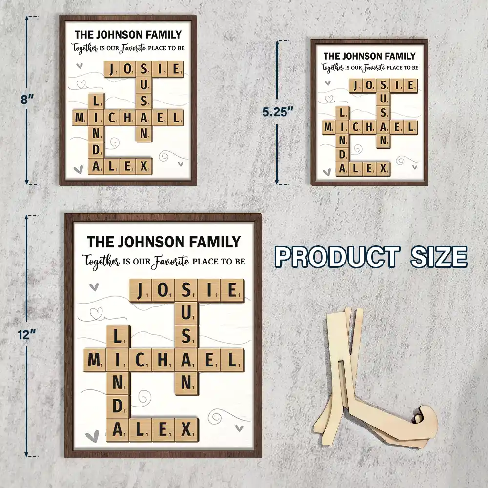 Crossword Together Is Our Favorite Place To Be - Personalized 2-Layered Wooden Plaque With Stand - Image 5