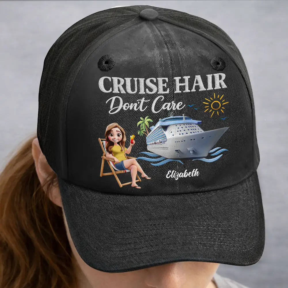Cruise Hair Don't Care - Personalized Vintage Washed Denim Cap - Image 2