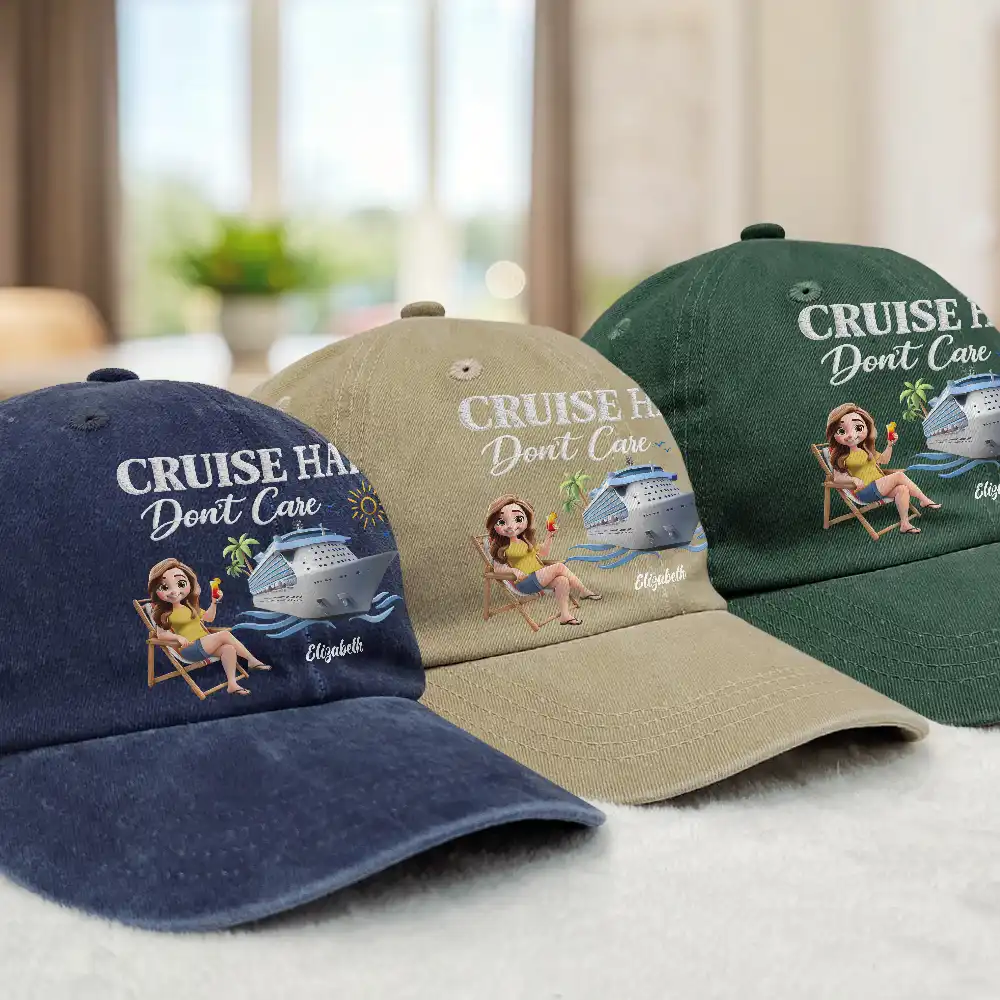Cruise Hair Don't Care - Personalized Vintage Washed Denim Cap - Image 4