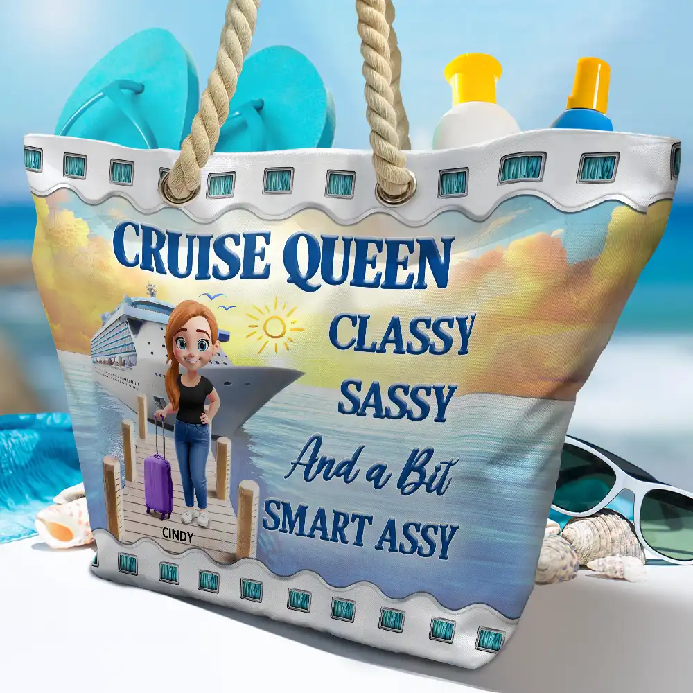 Cruise Queen Classy Sassy - Personalized Beach Bag - Image 4