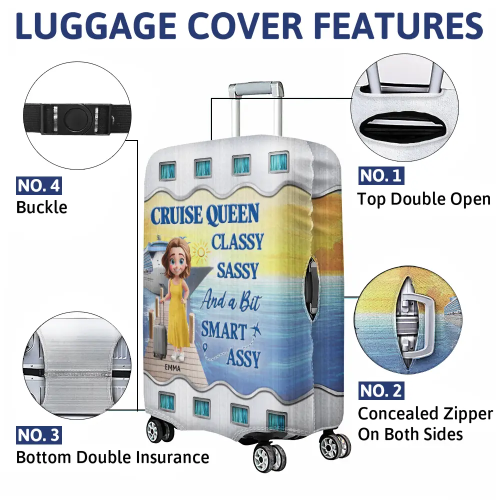 Cruise Queen Classy Sassy - Personalized Luggage Cover - Image 4