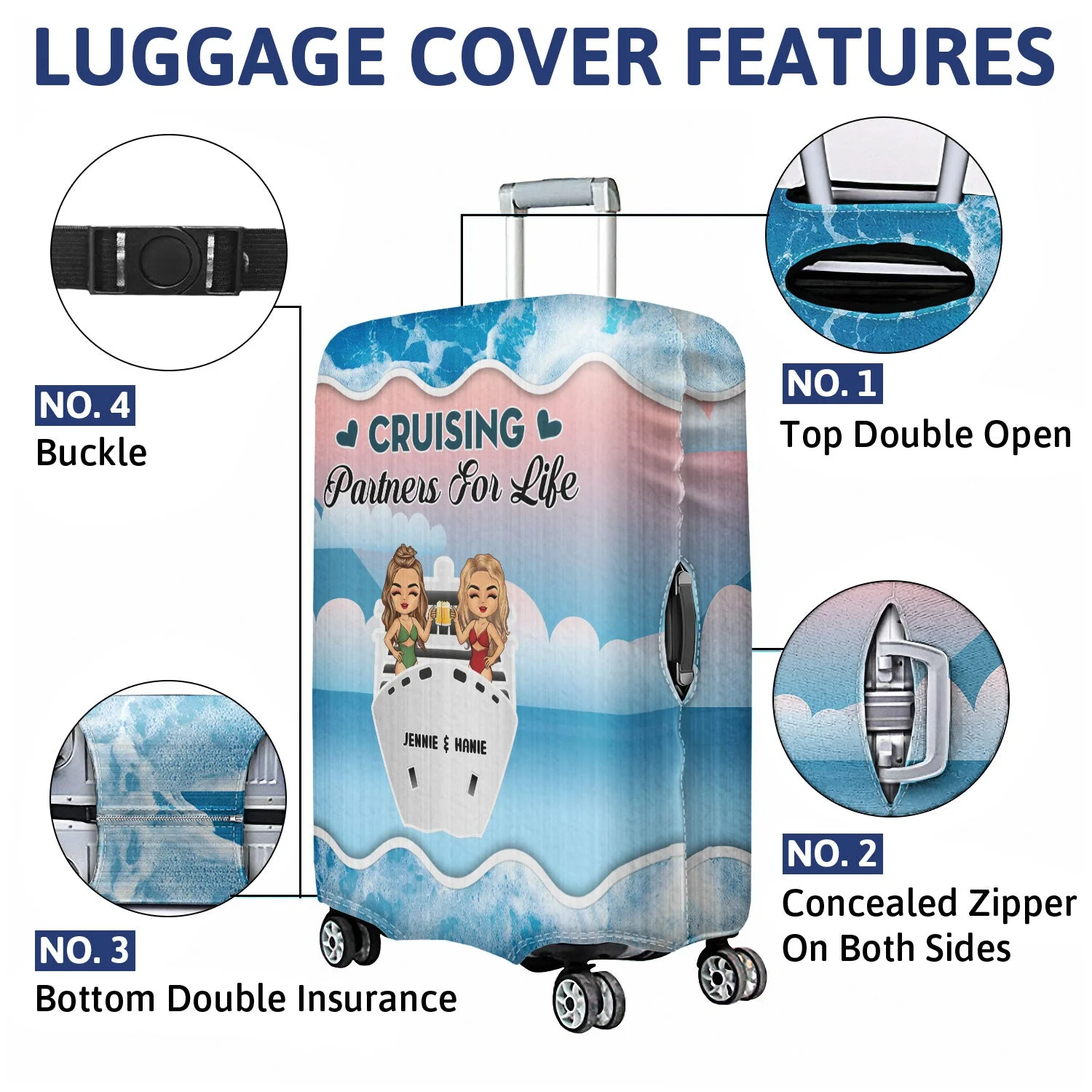 Cruising Couple Together We Have It All - Personalized Custom Luggage Cover - Image 4