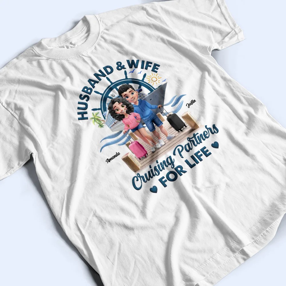 Cruising Partners For Life 3D Effect Couple - Personalized T Shirt - Image 3