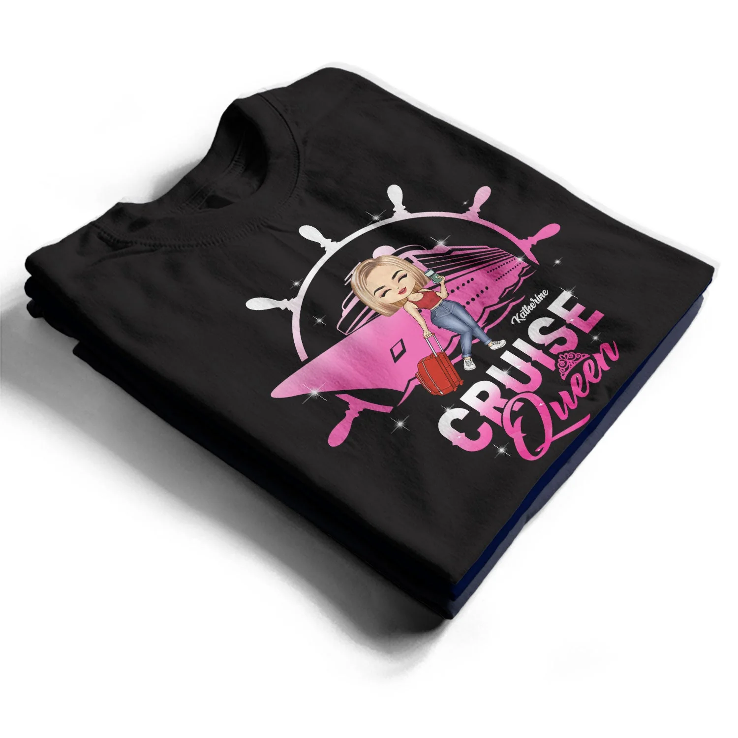 Cruising Queen - Birthday, Traveling, Cruising Gift For Lake Beach Lovers, Travelers - Personalized Custom T Shirt - Image 2