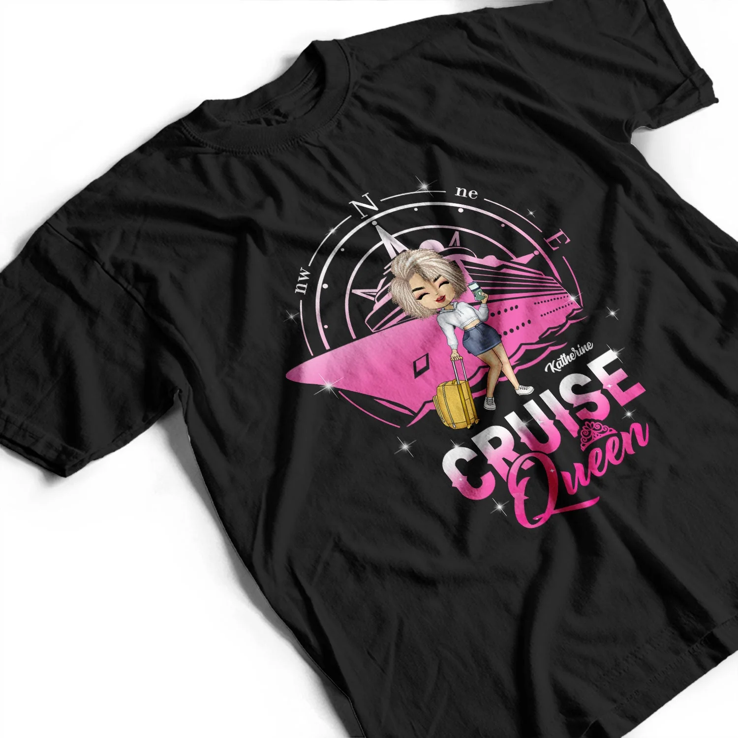 Cruising Queen - Birthday, Traveling, Cruising Gift For Lake Beach Lovers, Travelers - Personalized Custom T Shirt - Image 3