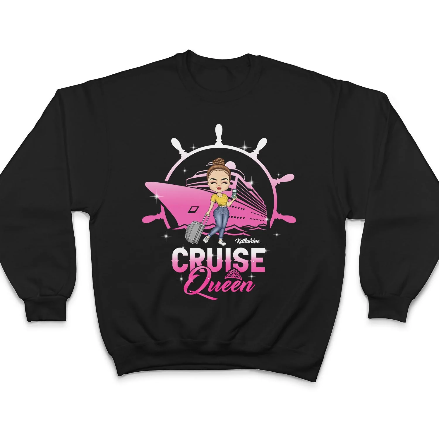 Cruising Queen - Birthday, Traveling, Cruising Gift For Lake Beach Lovers, Travelers - Personalized Custom T Shirt - Image 5