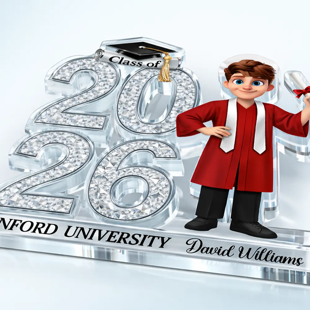 Crystal Effect Graduation Man Woman - Personalized Custom Shaped Acrylic Plaque - Image 3