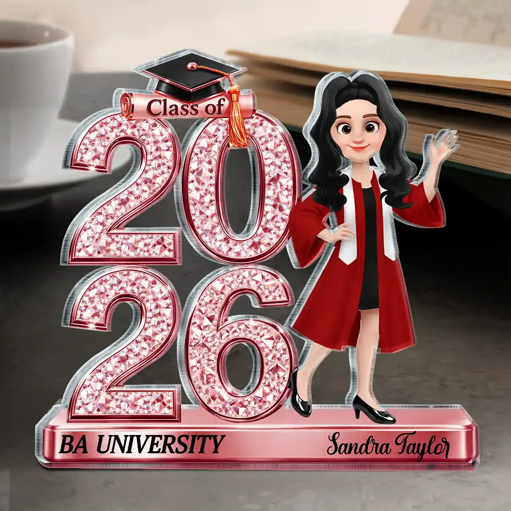 Crystal Effect Graduation Man Woman - Personalized Custom Shaped Acrylic Plaque - Image 4