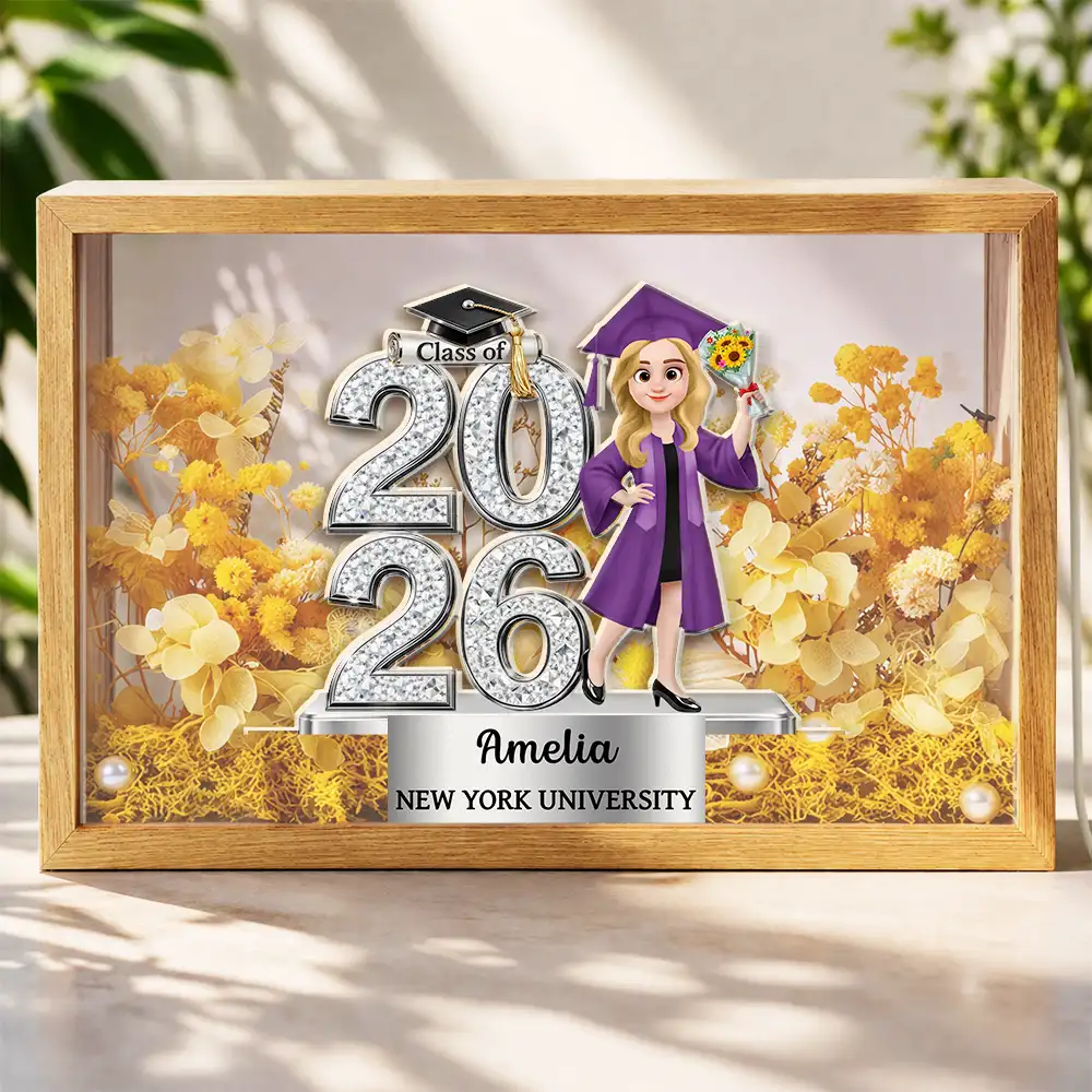 Crystal Effect Graduation Man Woman - Personalized Flower Light Box - Image 2