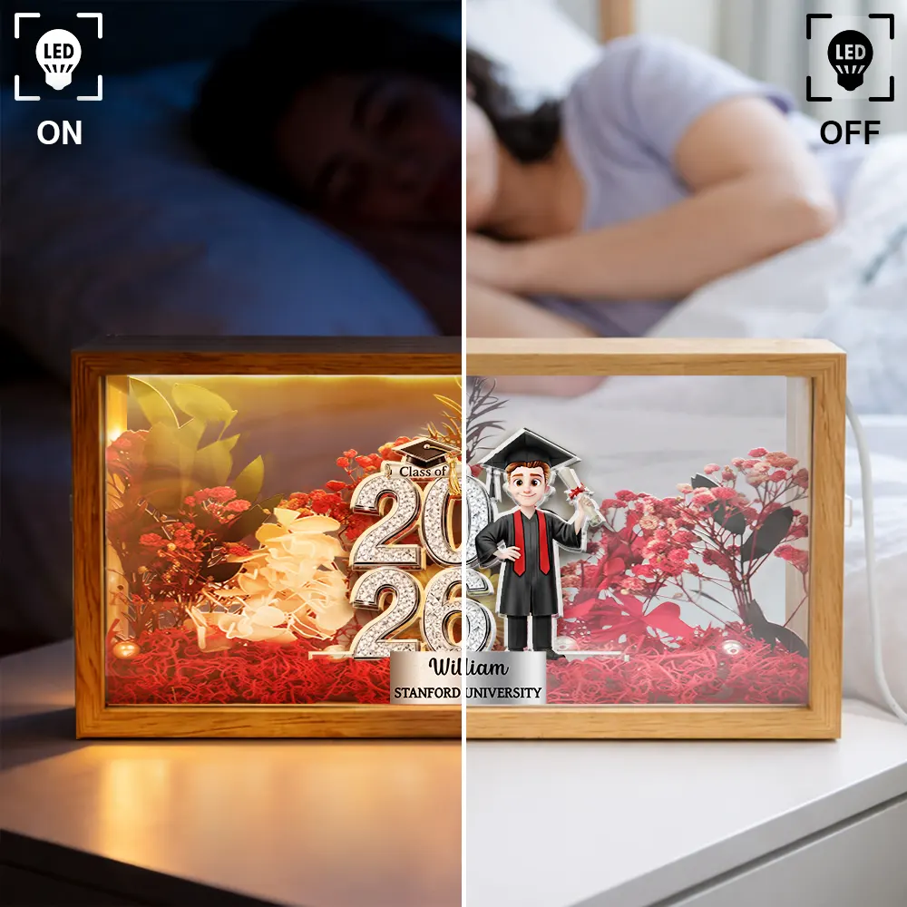 Crystal Effect Graduation Man Woman - Personalized Flower Light Box - Image 3