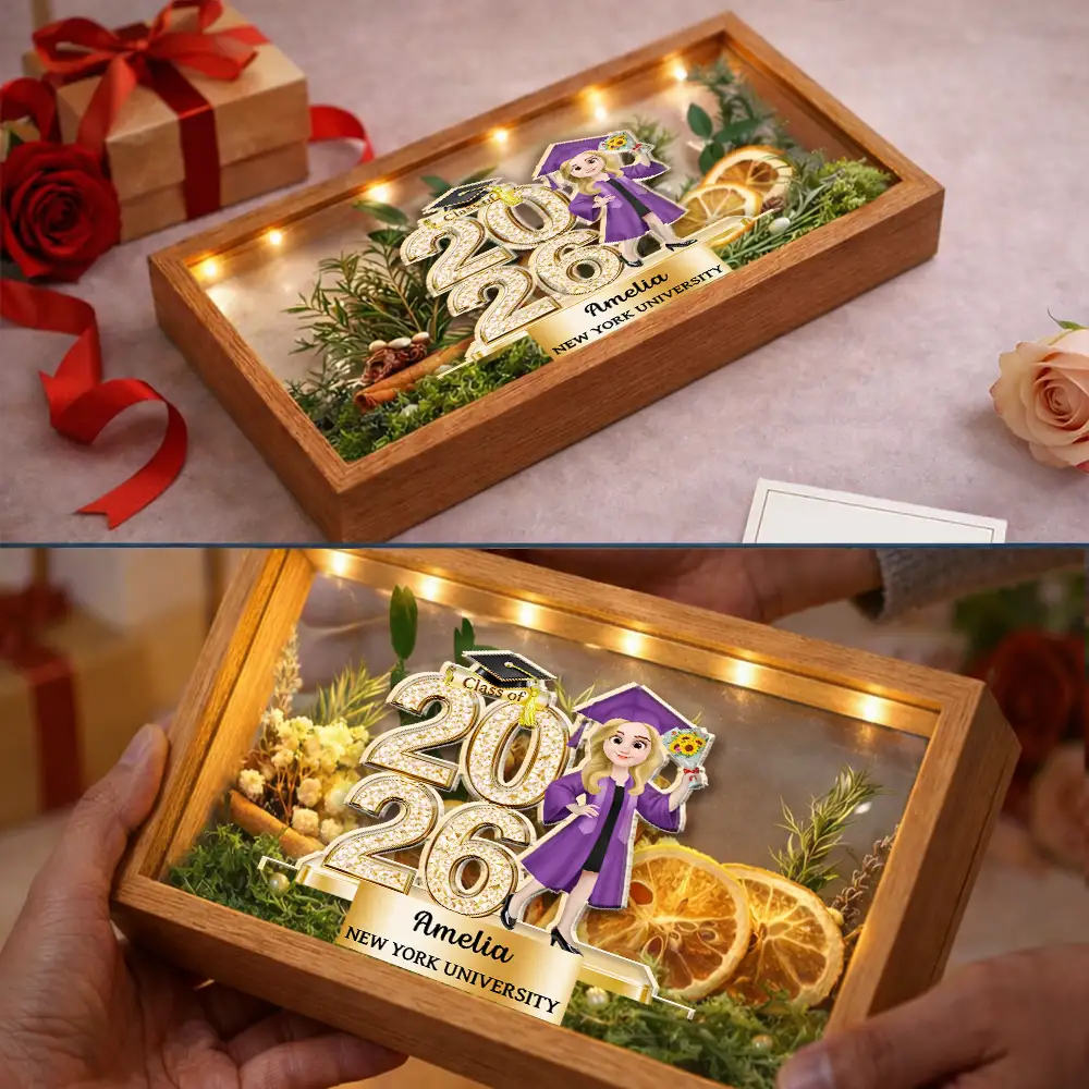 Crystal Effect Graduation Man Woman - Personalized Flower Light Box - Image 6