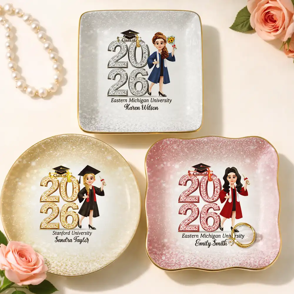 Crystal Effect Graduation Man Woman - Personalized Ring Dish