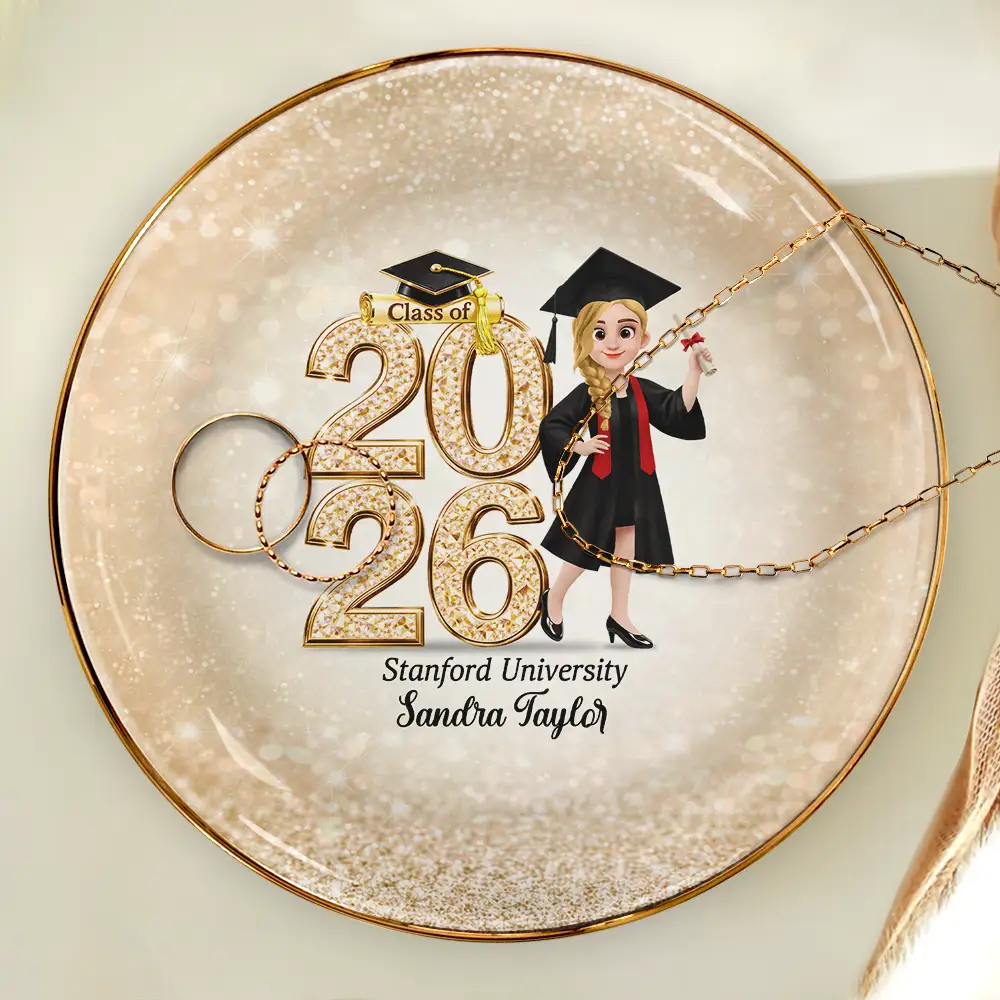 Crystal Effect Graduation Man Woman - Personalized Ring Dish - Image 4