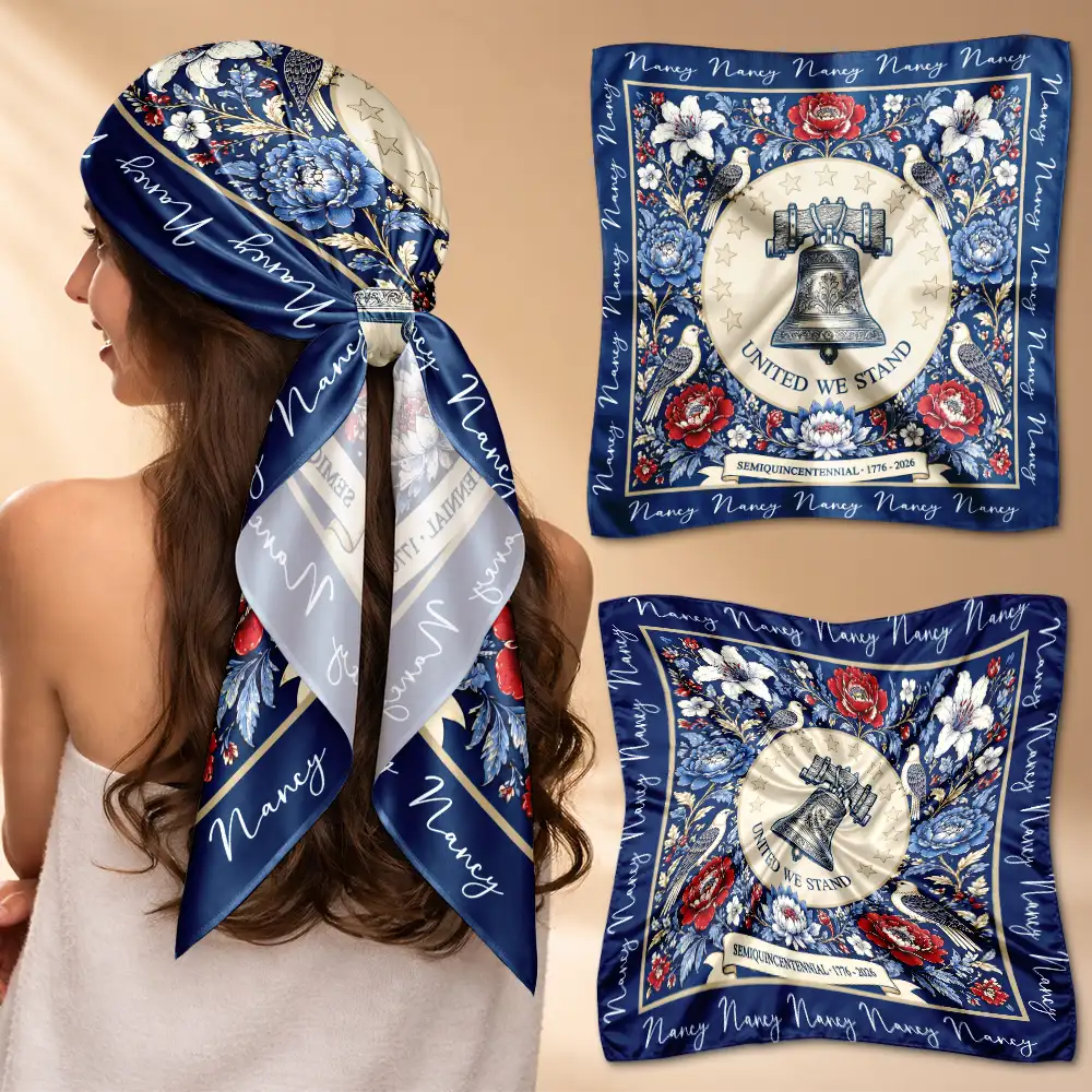 Custom Let Freedom Ring Floral USA - Personalized Scarf - Image 2