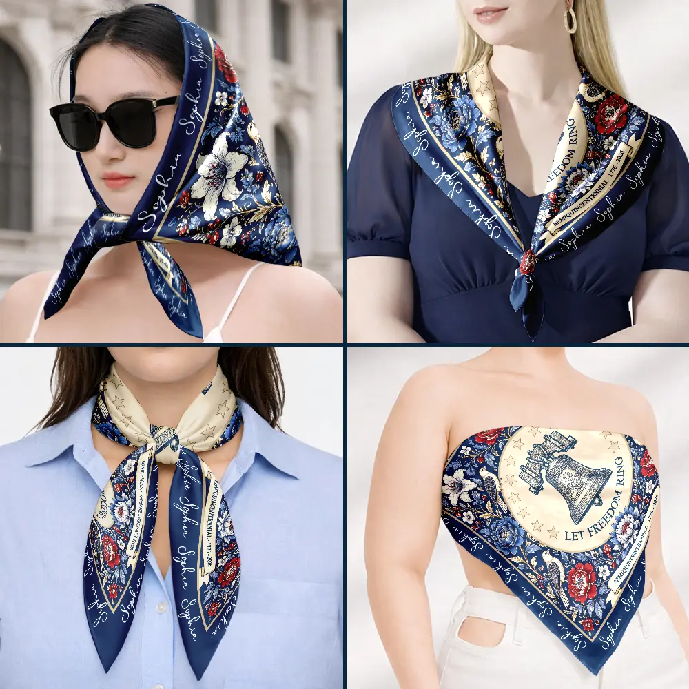 Custom Let Freedom Ring Floral USA - Personalized Scarf - Image 6