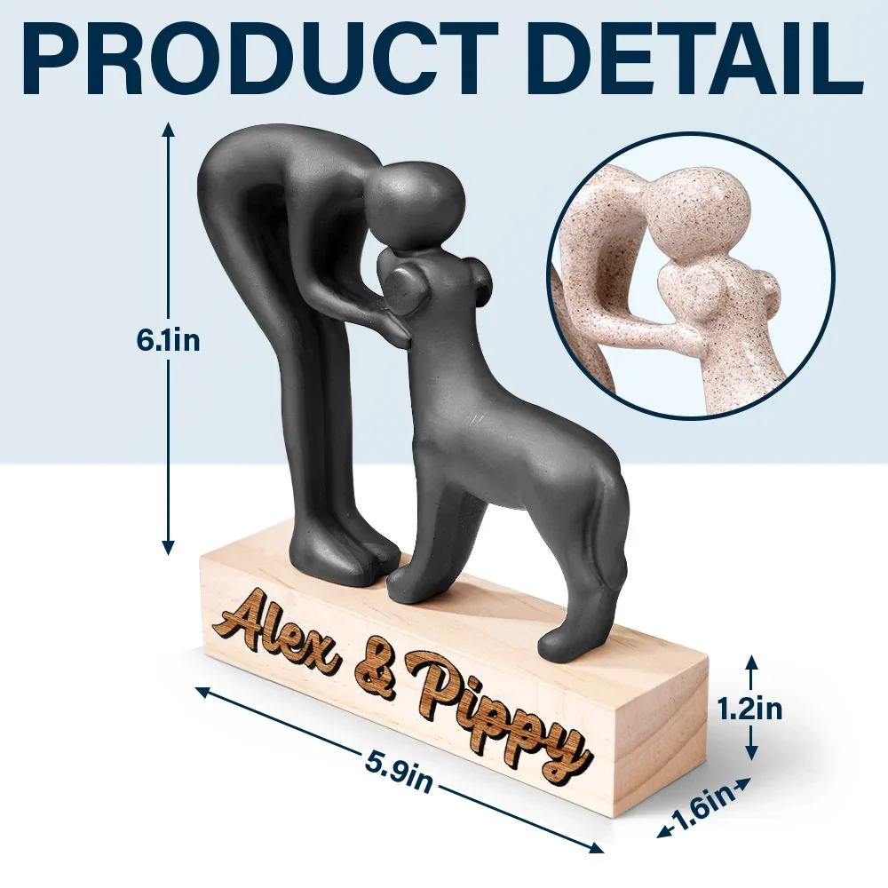 Custom Name Aesthetic Hugging Pose Statue Memorial - Personalized Dog Sculpture - Image 6