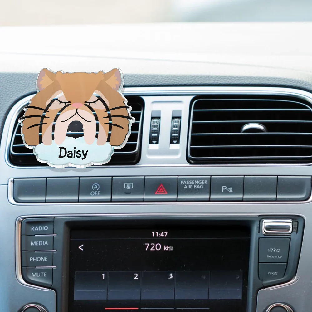Custom Name Boho Rainbow Style Cat Face - Personalized Acrylic Car Vent Clip - Image 2