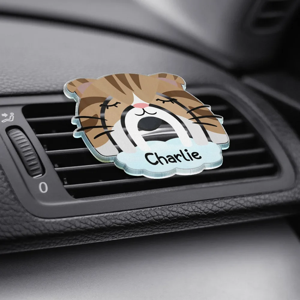 Custom Name Boho Rainbow Style Cat Face - Personalized Acrylic Car Vent Clip - Image 3