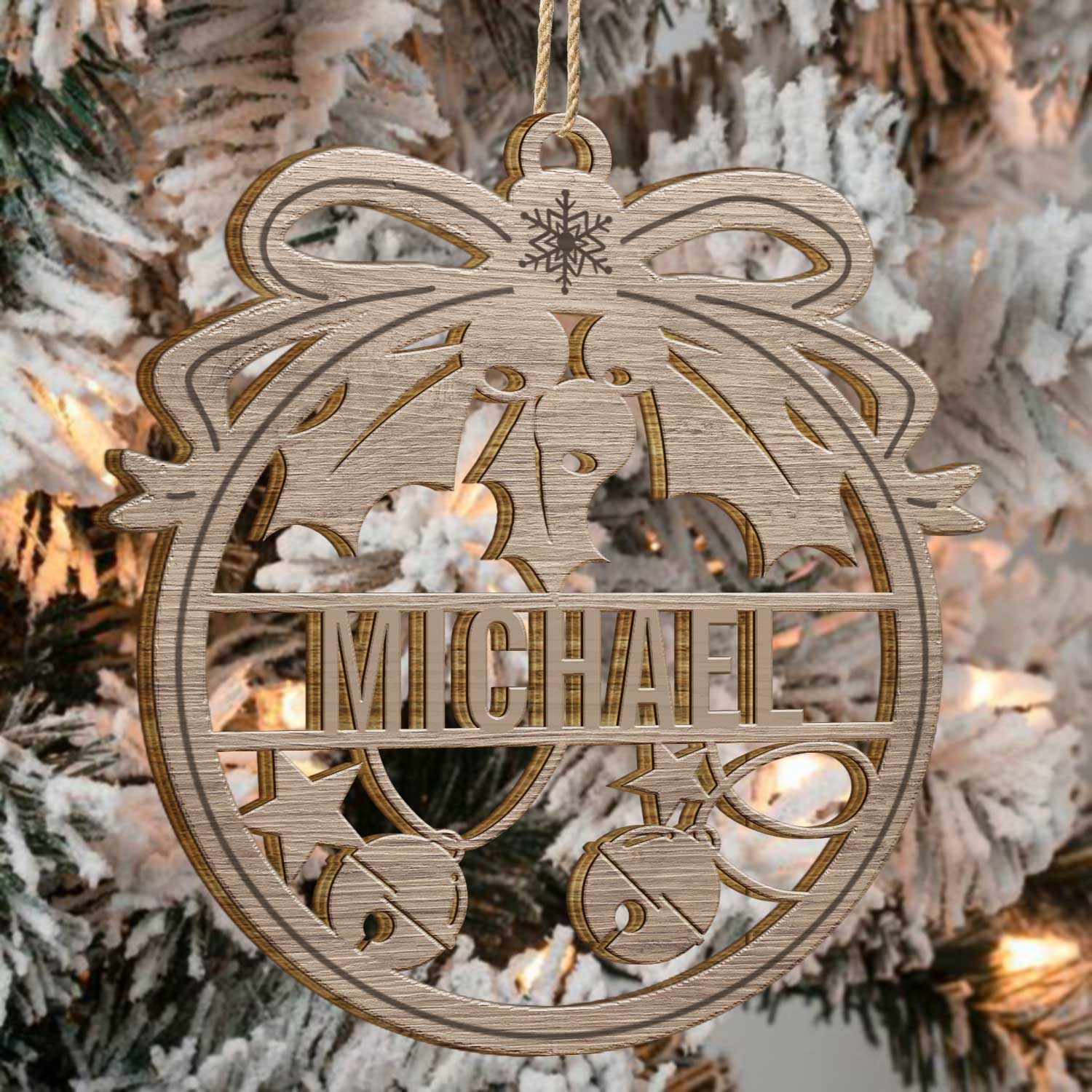 Custom Name Christmas Bauble - Gift For Family - Personalized Wooden Cutout Ornament - Image 4