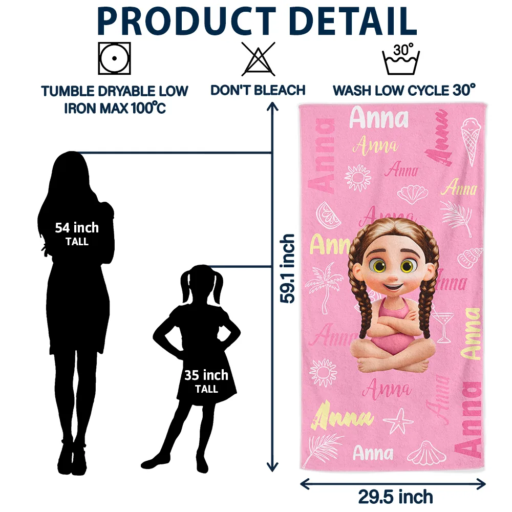 Custom Name Kid Baby - Personalized Beach Towel - Image 6