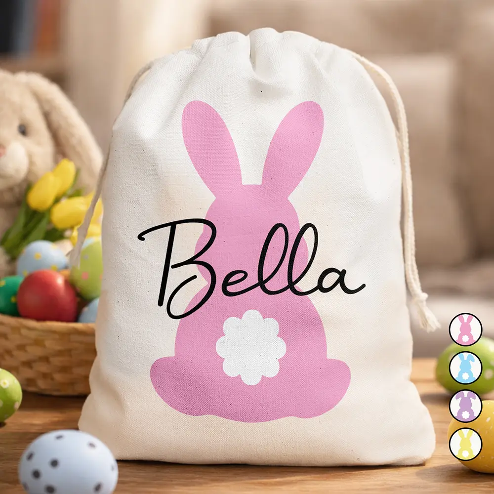 Custom Name With Backside Bunny - Personalized Favor Bag