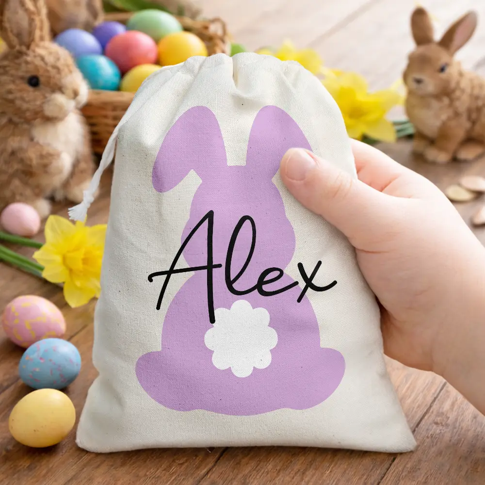 Custom Name With Backside Bunny - Personalized Favor Bag - Image 2