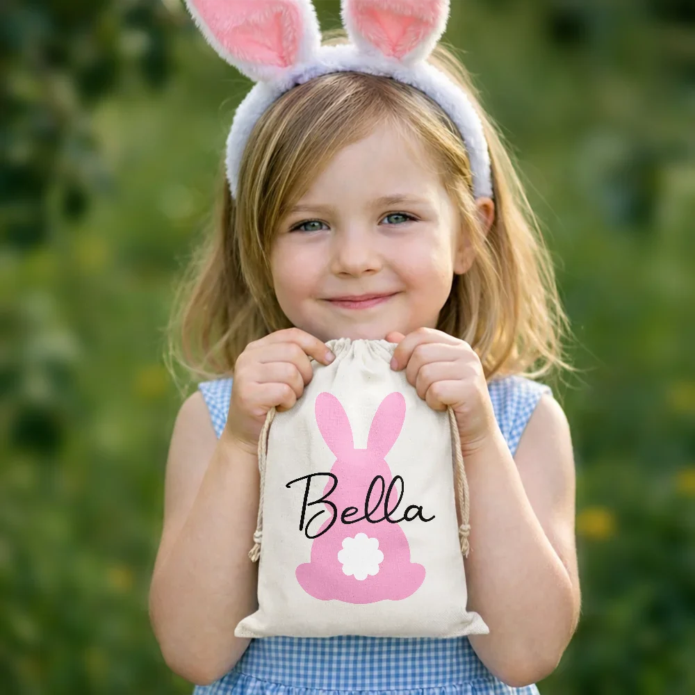 Custom Name With Backside Bunny - Personalized Favor Bag - Image 5