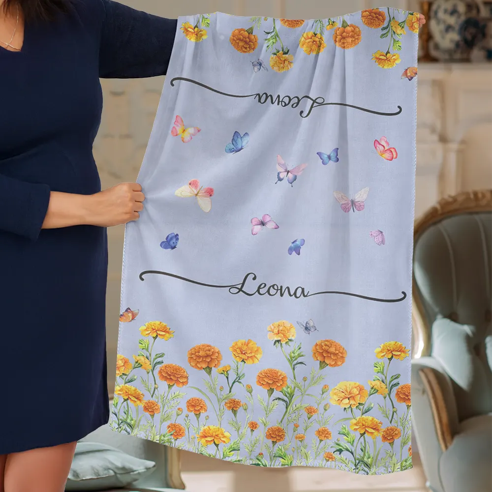 Custom Name With Birth Month Flower - Personalized Lightweight Soft Shawl - Image 5