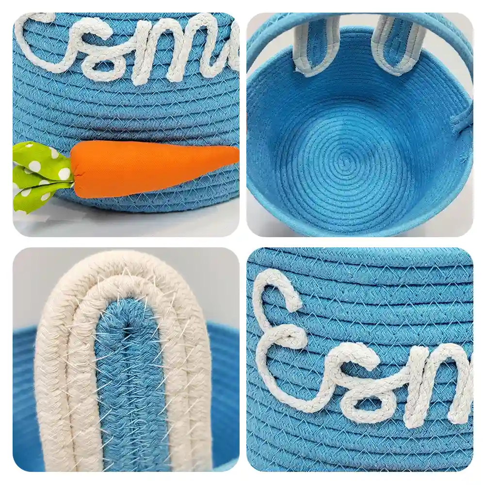Custom Name With Carrot Bunny Ears - Personalized Easter Basket - Image 5