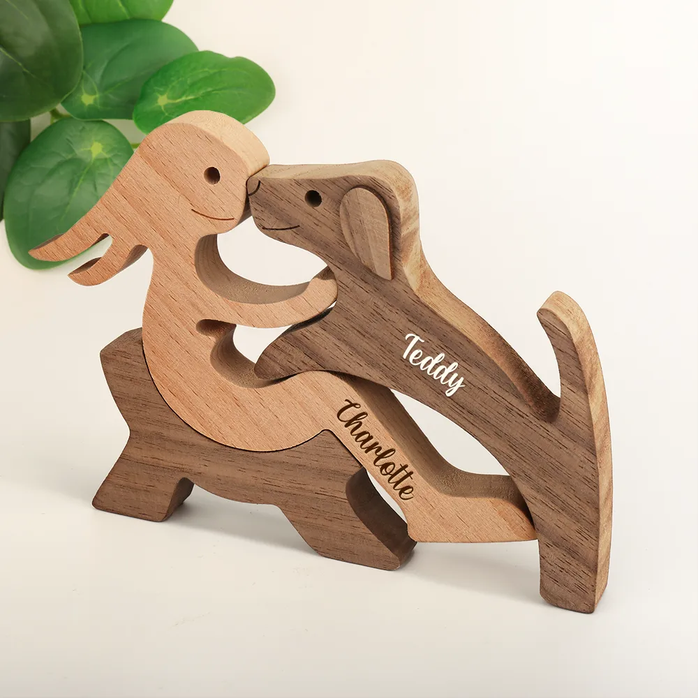 Custom Name Wooden Pet Carvings Carved Wood Decor Dog Lover - Personalized Wood Sculpture Table Ornament - Image 5
