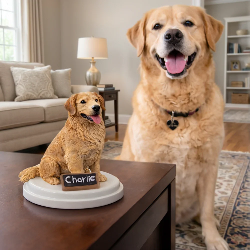 Custom Pet Figurine Full Body Sculpture With Nameplate For Pet Moms Pet Dads - Personalized Clay Figurine - Image 2