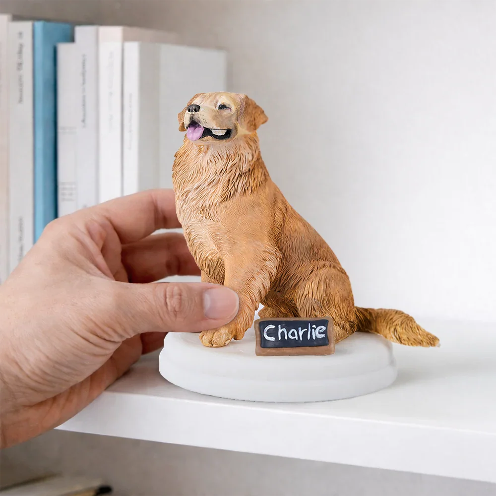 Custom Pet Figurine Full Body Sculpture With Nameplate For Pet Moms Pet Dads - Personalized Clay Figurine - Image 3