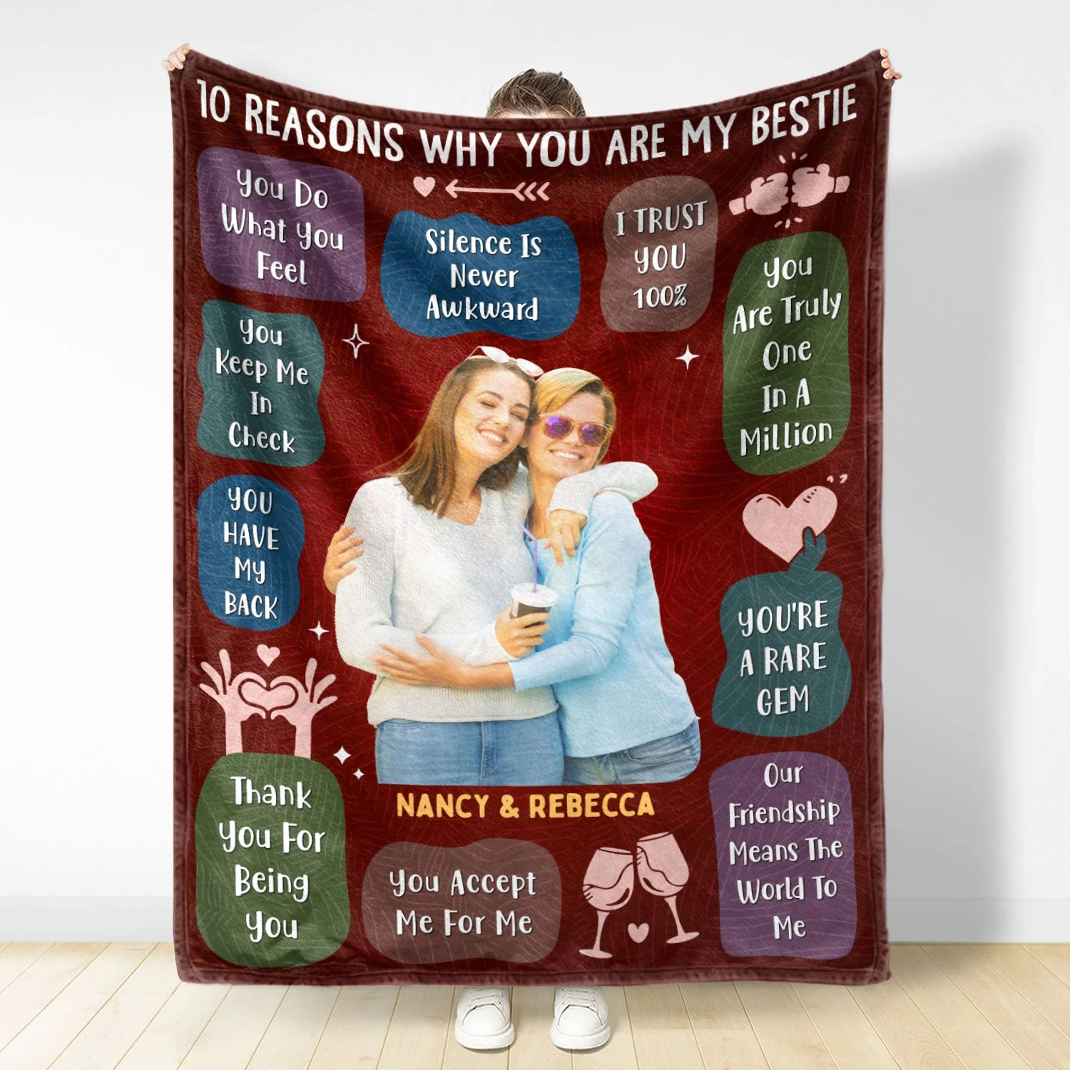 Custom Photo 10 Reasons Why You Are My Bestie - Holiday, Birthday, Loving Gift For Friends, Colleagues - Personalized Fleece Blanket - Image 4