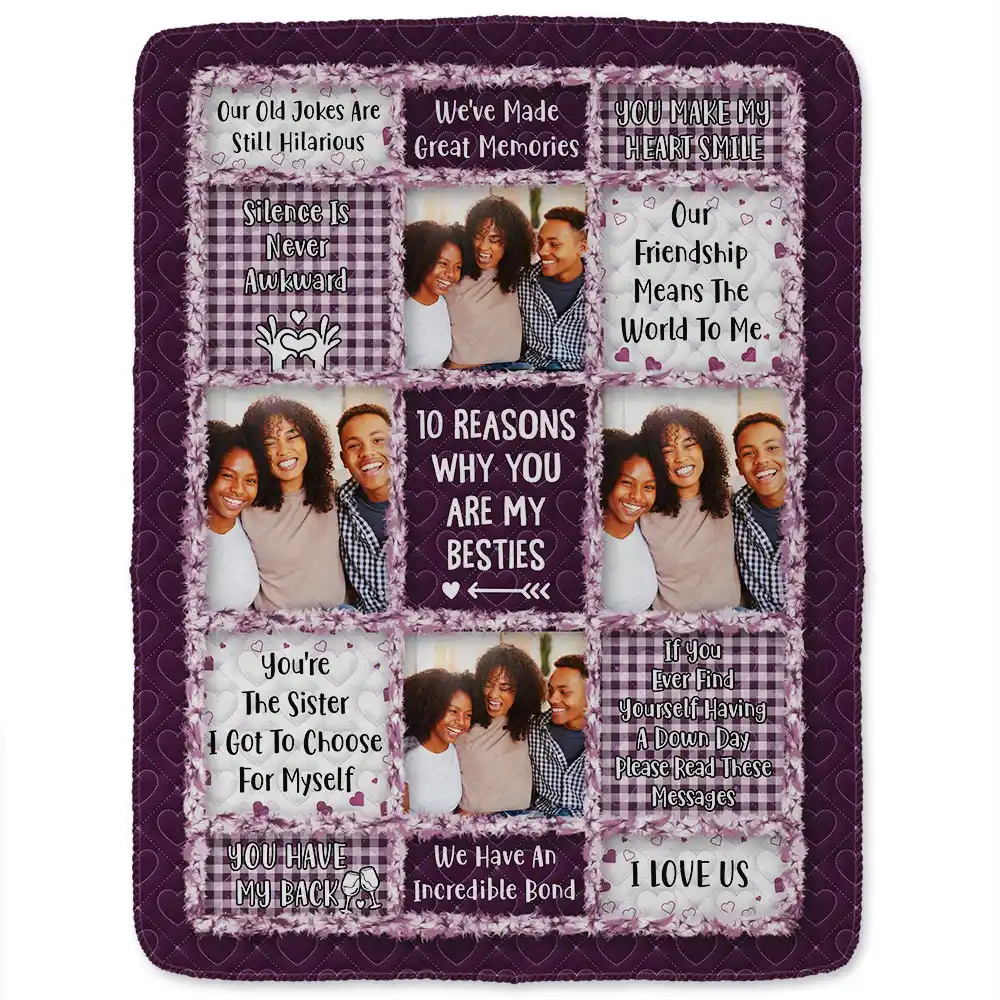 Custom Photo 10 Reasons Why You Are My Bestie - Personalized Fleece Blanket, Sherpa Blanket - Image 2